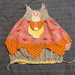 nanabobana Colorful Bunny Dress for Girl, 2-4years